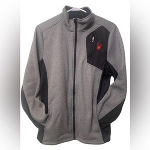 Spyder Gray Full Zip Sweater Jacket Mens Medium Fleece Lightweight